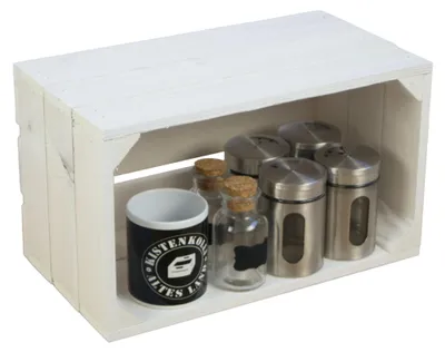 Produktbild von Massive Vollholz Kiste Hilde weiß 38x22x19cm gehobelt ohne Zwischenbrett