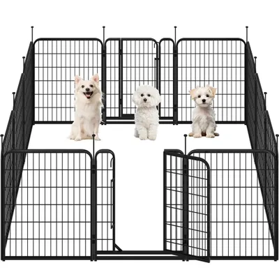 Produktbild von Yaheetech 12-teilig Welpenlaufstall Welpenauslauf 80 cm hoch Freilaufgehege für Hunde faltbar, einteilige Verriegelung