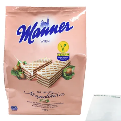 Produktbild von Manner Original Neapolitaner Haselnuss Schnitten (400g Beutel) + usy Block