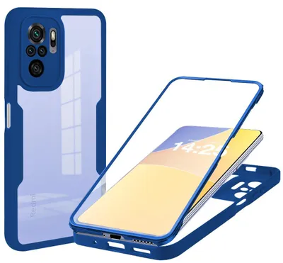 Produktbild von 360 Grad Rundum Schutz Handyhülle für Xiaomi Redmi Note 10 Pro Full Cover Vollschutz Case Farbe: Blau