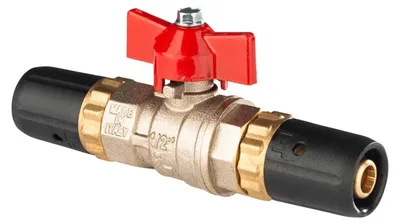 Produktbild von Selfio-Steck Aluverbund Steckfitting Kugelhahn für Heizung 16 x 2 mm rot