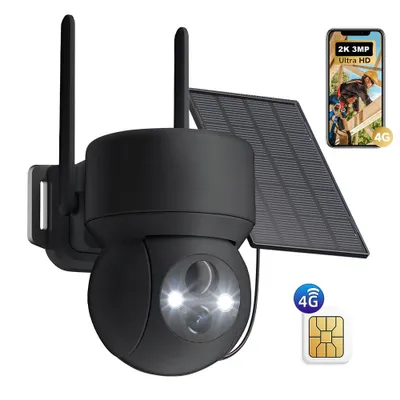 Produktbild von 4G LTE Überwachungskamera Aussen Solar Akku 2K Kamera Überwachung Aussen mit SIM Karte Kabellos IP Kamera Outdoor Ohne WLAN 336°/90° Schwenkbar