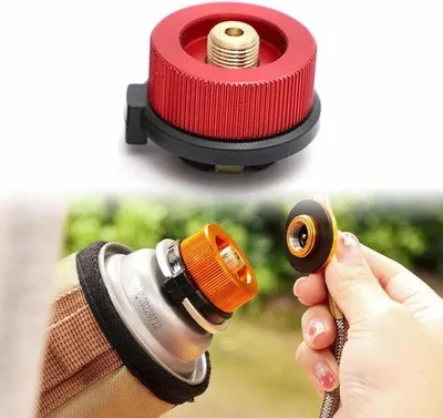 Produktbild von Universeller Campingkochgeräte-Adapter - Roter Gasanschlussadapter mit Mundstück - Praktischer Trangadget für Gas-Campingkochgeräte