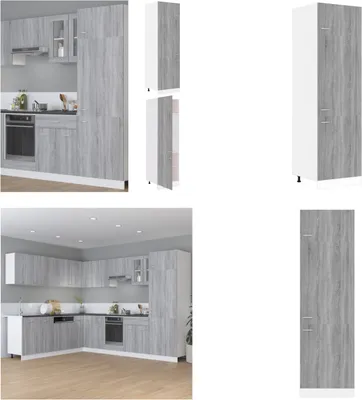 Produktbild von vidaXL Kühlumbauschrank Grau Sonoma 60x57x207 cm Holzwerkstoff - Küchenschrank - Küchenschränke - Küchenlagerschrank - Vorratsschrank