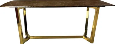 Produktbild von Casa Padrino Luxus Esstisch Braun / Gold 200 x 100 x H. 75 cm - Esszimmer Tisch mit Kunstmarmor Tischplatte - Esszimmer Möbel - Luxus Möbel - Luxus Einrichtung