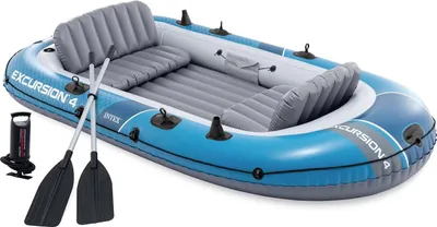 Produktbild von INTEX 66324NP Schlauchboot Excursion 4 Set mit Paddel Luftpumpe 500kg Paddelboot