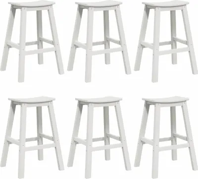Image de vidaXL Ensemble de table et chaises de jardin, 6 pièces, blanc, en HDPE