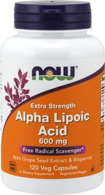 Produktbild von NOW Foods Nahrungsergänzungsmittel Ala Alpha Lipoic Acid 600 MG, BI4627