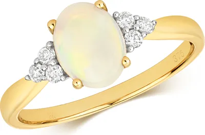 Produktbild von Modischer 9 Karat (375) Gold Damen - Diamant Ring Brillant-Schliff 0.11 Karat HI - I1 mit Opal, 55 (17.5); TRS28853RSO