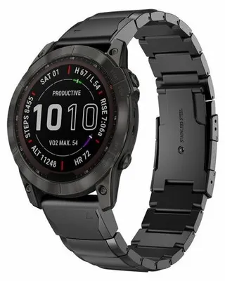 Produktbild von By Qubix Edelstahl-Gliederarmband - Schwarz - passend für Garmin Fenix 8 / 8 Pro - 47 mm