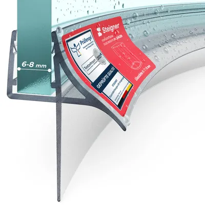 Immagine prodotto di STEIGNER Guarnizione doccia sottoporta curva 70cm UK09 (1 pz.) trasparente - Guarnizione inferiore curva per doccia semicircolare o quarto di cerchio con porta 6-8 mm - Protezione contro le perdite
