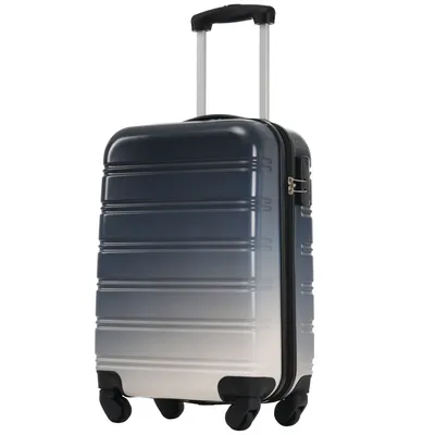 Produktbild von Flieks Handgepäck Reisekoffer Trolley, Grau, M 34.5x23x47cm, Universalrad, Zahlenschloss, dreistufige Teleskopstange, Hartschale ABS, 25% erweiterbar