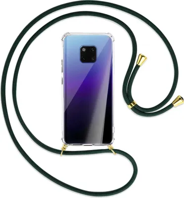 Produktbild von Handykette Backcover-Schutzhülle mit Band (Metall goldfarben) für Huawei Mate 20 Pro - dunkelgrün
