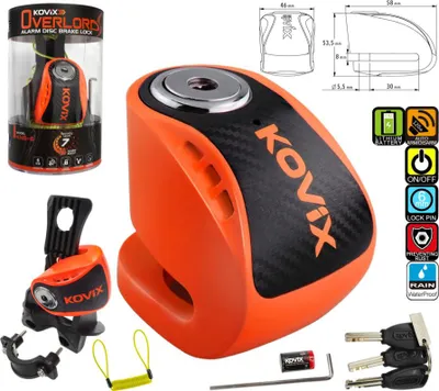 Image de Blocage De Disque De Frein Avec Alarme Kovix Kns6 Orange
