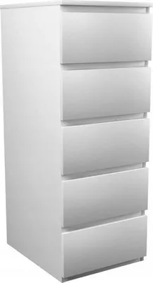 Produktbild von Kommode weiß mit fünf Schubladen, Schlafzimmer Flur Nachttisch, Schrank, Sideboard, Highboard, Breite 40 cm Höhe 111cm