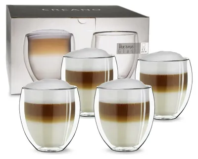 Immagine prodotto di Bicchieri da caffè a doppia parete, capacità 250 ml – Set di 4 bicchieri termici rotondi