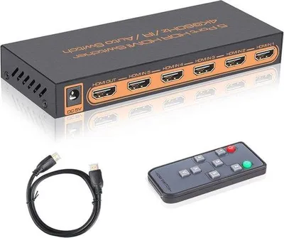 Image de Commutateur HDMI 4K 5-en-1 avec télécommande UHD HDR