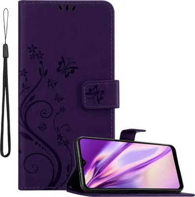 Immagine prodotto di Cadorabo cover per Samsung Galaxy A20s cover protettiva in viola cover protettiva cover telefono cellulare cover fiori custodia fiore