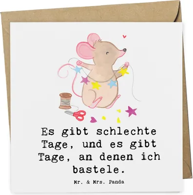 Produktbild von Mr. & Mrs. Panda Grußkarte Maus Basteln - Weiß - Geschenk, doppelkarte, DIY, anlasskarte, Klappkarte, Kreatives, faltkarte, Glückwunschkarte
