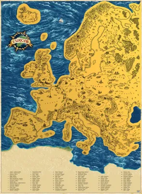 Obrázek produktu pro Stírací mapa Evropy – zlatá Deluxe XL