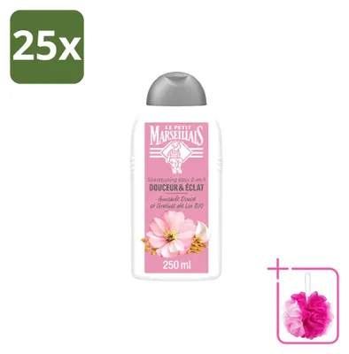 Obrázek produktu pro 25 kusů šamponu Le Petit Marseillais, vůně sladké mandle a organických lněných semínek, objem 250 ml, výhodný balení