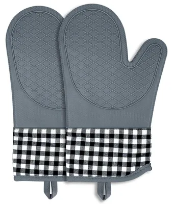 Productafbeelding van 1 paar ovenwanten, hittebestendig, siliconen en katoen, 30x18 cm