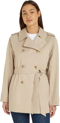 Produktbild von Tommy Hilfiger Damen Trenchcoat Baumwolle Short Kurzmantel, Beige (Beige), 38