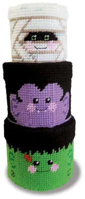 Obrázek produktu pro Design Works Halbkreuz, výšivací sada "Halloweenové krabičky", výšivací schéma, rozměry 10,11,12 cm