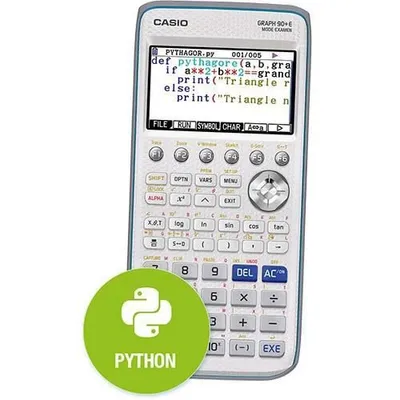Immagine prodotto di Casio Graph 90+E, tascabile, calcolatrice grafica, 8 righe, porta USB, a batterie, grigio, turchese