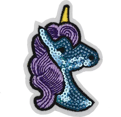 Produktbild von 2 Pailletten Aufbügler Einhorn 50x70mm, Farbwahl - Applikation Patches Bügelbild, Farbe:türkis