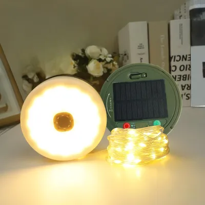 Produktbild von PRECORN Camping Lichterkette 10m mit Solar & USB, Powerbank 3000mAh, IP65, 8 Modi