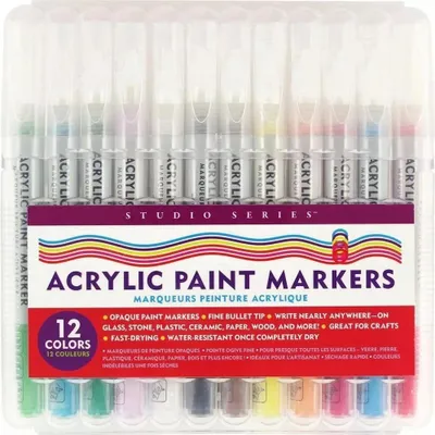 Obrázok produktu pre Acrylmarker Set mit 12 leuchtenden und deckenden Farben, schnell trocknend