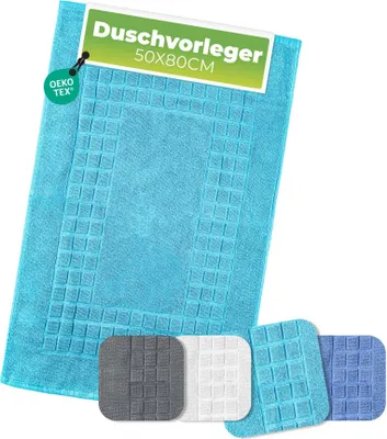 Produktbild von etérea Carli Badematte Duschvorleger Baumwolle Modern - Türkis 50x80 cm