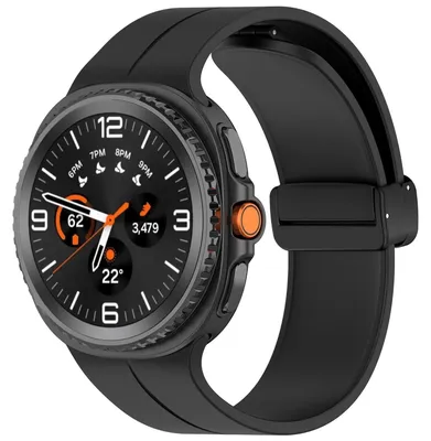 Produktbild von Für Samsung Galaxy Watch 8 / 8 Classic Silikon Armband mit Magnetischer Faltschließe Schwarz