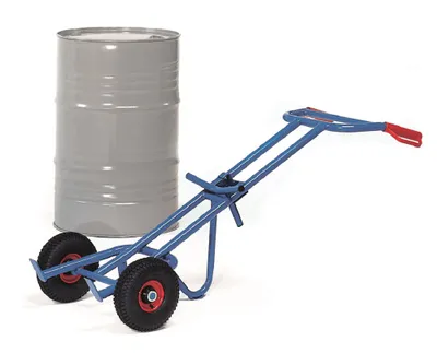 Produktbild von Fetra Fasskarre mit Stützbügel & pannensichere Vollgummibereifung für 200 Liter Fässer | Traglast 300kg |  Germany | Blau