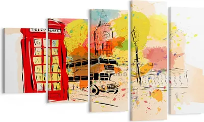 Produktbild von Bild auf Leinwand - Leinwandbild - London Bus - 100x60cm - Wand Bild - Wanddeko - Wandbilder - Leinwanddruck - Bilder - Kunstdruck - Wanddekoration - Leinwand bilder - Wandkunst - EG100x60-3920