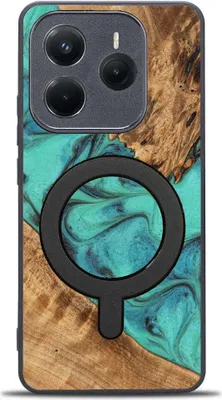 Productafbeelding van Houten hoesje voor de Xiaomi Redmi Note 14 5G, Bewood Unique Turquoise, geschikt voor MagSafe