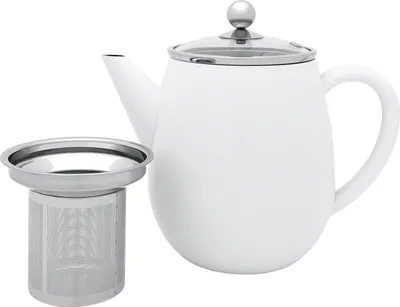 Immagine prodotto di BREDEMEIJER Teiera Duet Coperchio e filtro in vetro EVA 1,1l a doppia parete in acciaio inox bianco opaco