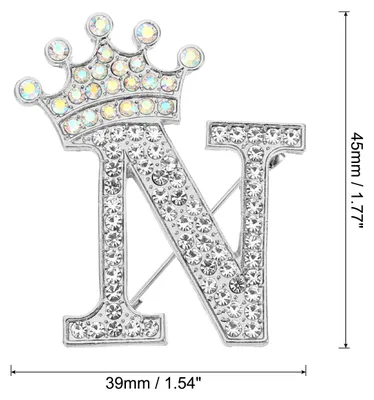 Produktbild von Brief Broschen Pins, Initial Strass Alphabet N Brief Reversnadeln fš¹r Damenanzš¹ge Kleider Mantel Kleidung Handwerk, Silberton