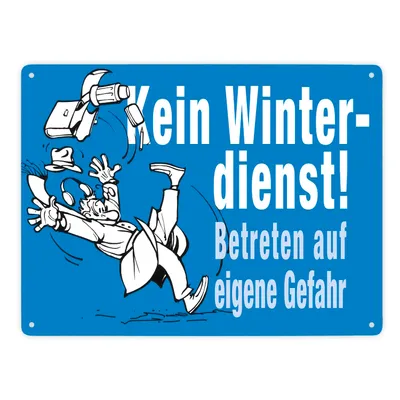 Produktbild von Kein Winterdienst Metallschild XXL in 28x38 cm in blau mit Spruch Betreten auf