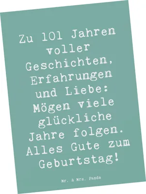 Produktbild von Mr. & Mrs. Panda Ansichtskarte Spruch 101. Geburtstag - Meeresbrise - Geschenk, Postkarten, freudige Überraschungen, Jubiläum, einzelkarte, Geburtstagsgeschenk, Postkarte