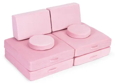 Zdjęcie produktu dla EcoToys TMSRT-14 Modułowa rozkładana sofa dla dzieci, 2-osobowa, 8 poduszek, różowa