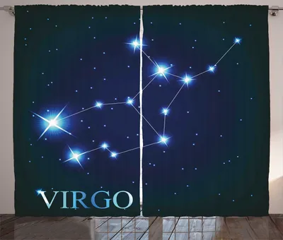 Produktbild von ABAKUHAUS Jungfrau Rustikaler Vorhang, Sternbild Sterne Space, Wohnzimmer Universalband Gardinen mit Schlaufen und Haken, 280 x 260 cm, Indigo Weiß Blau