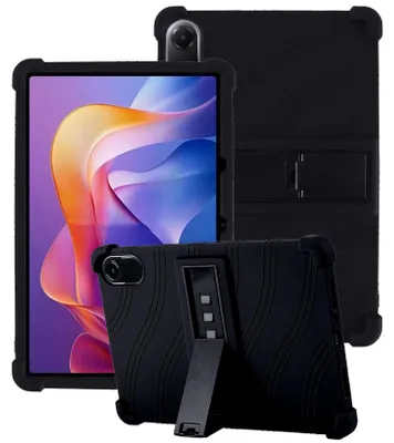 Produktbild von Tablet Hülle für Xiaomi Redmi Pad 2 11" 2025, Stoßfeste Weiches Silikon Schutzhülle mit Standfunktion Schwarz