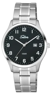 Produktbild von SELVA SELVA Quarz-Armbanduhr mit Edelstahlband Zifferblatt schwarz Ø 39mm