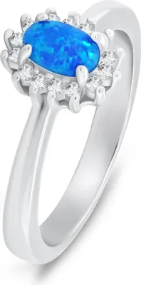 Produktbild von Eleganter Silberring mit Opal und Zirkonen RI106WB - Ring: 52 mm