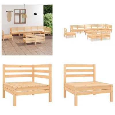 Produktbild von vidaXL 10 tlg. Garten Lounge Set Massivholz Kiefer - Garten-Lounge-Set - Garten-Lounge-Sets - Palettensofa-Set - Palettensofa-Sets