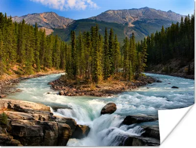 Produktbild von MuchoWow® Poster Fluss im Jasper National Park, Nordamerika 160x120 cm - Foto Plakat