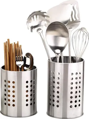 Produktbild von Küchenutensilienhalter aus Edelstahl, rostfrei, groß, Küchenutensilien-Organizer, Besteckkorb zum Organisieren von Schubladen und Arbeitsplatten für alle Küchen, 2 Stück