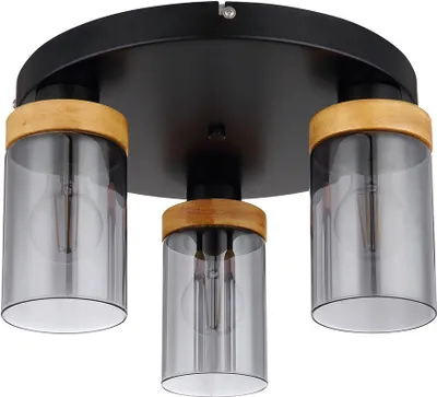 Produktbild von Deckenleuchte, Metall, Glas, rauchfarben, 3 Flammig, D 39 cm